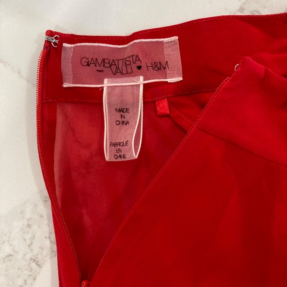 GIAMBATTISTA VALLI x H&M Red Silk Chiffon Ruffle Blouse Shirt Size 4 - Picture 14 of 15